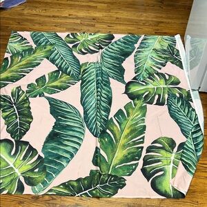 Tropical Leaf Print Fabric Curtain